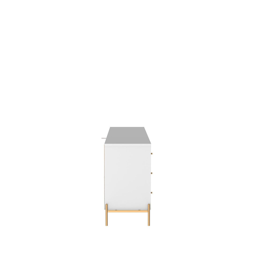 Manhattan Comfort Jasper 72" Gloss White Double Dresser With Steel Gold Legs