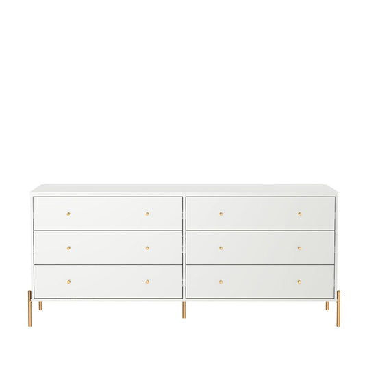 Manhattan Comfort Jasper 72" Gloss White Double Dresser With Steel Gold Legs