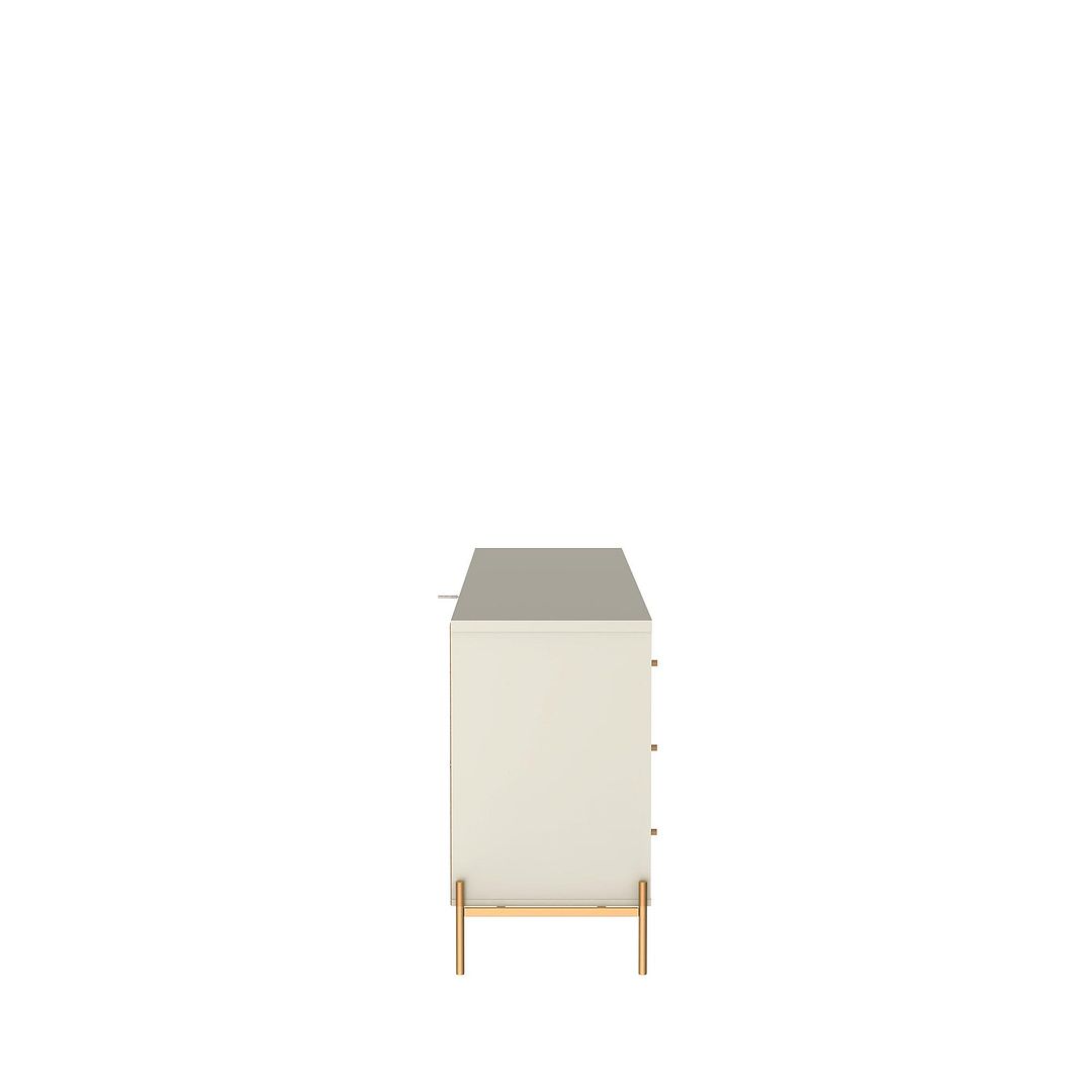 Manhattan Comfort Jasper 72" Matte Off White Double Dresser With Steel Gold Legs