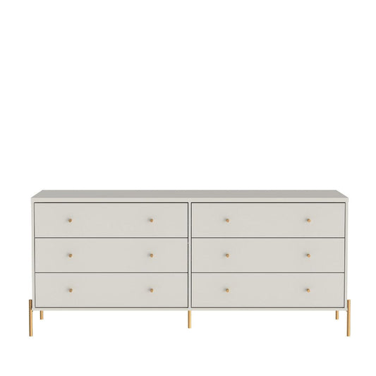 Manhattan Comfort Jasper 72" Matte Off White Double Dresser With Steel Gold Legs