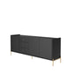 Manhattan Comfort Jasper 73" Black Pro Touch Sideboard With Steel Gold Legs