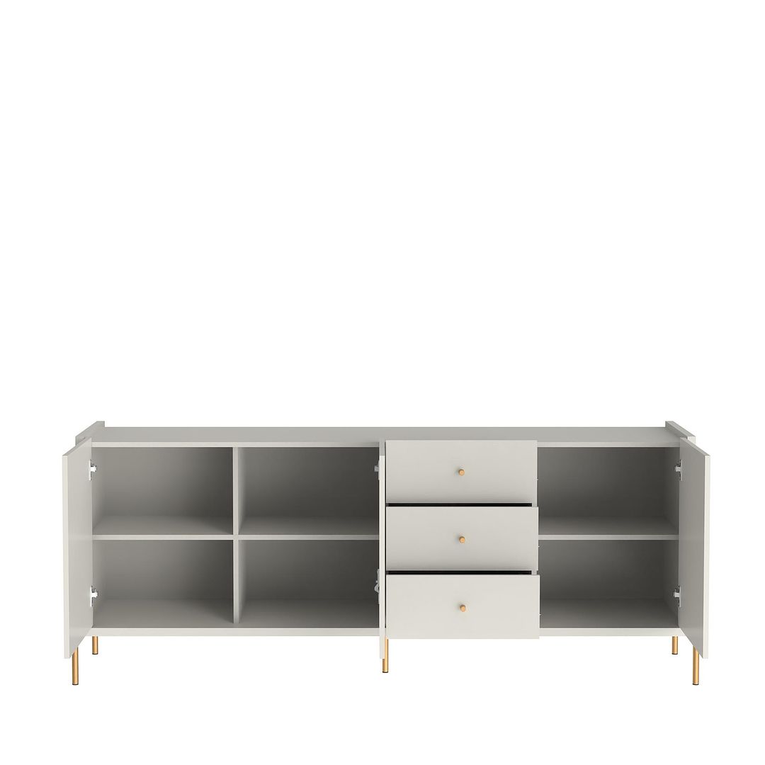 Manhattan Comfort Jasper 73" Off White Matte Sideboard With Steel Gold Legs