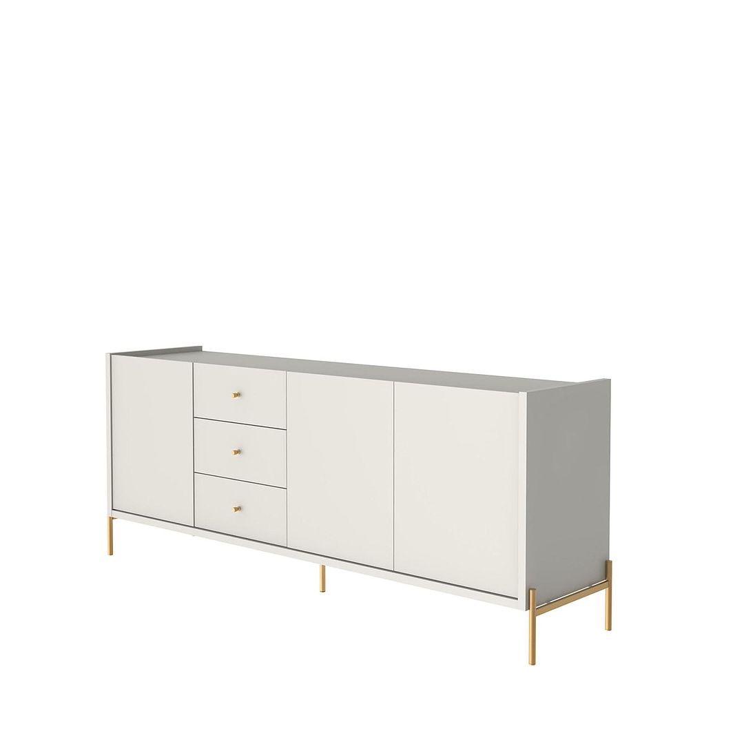 Manhattan Comfort Jasper 73" Off White Matte Sideboard With Steel Gold Legs