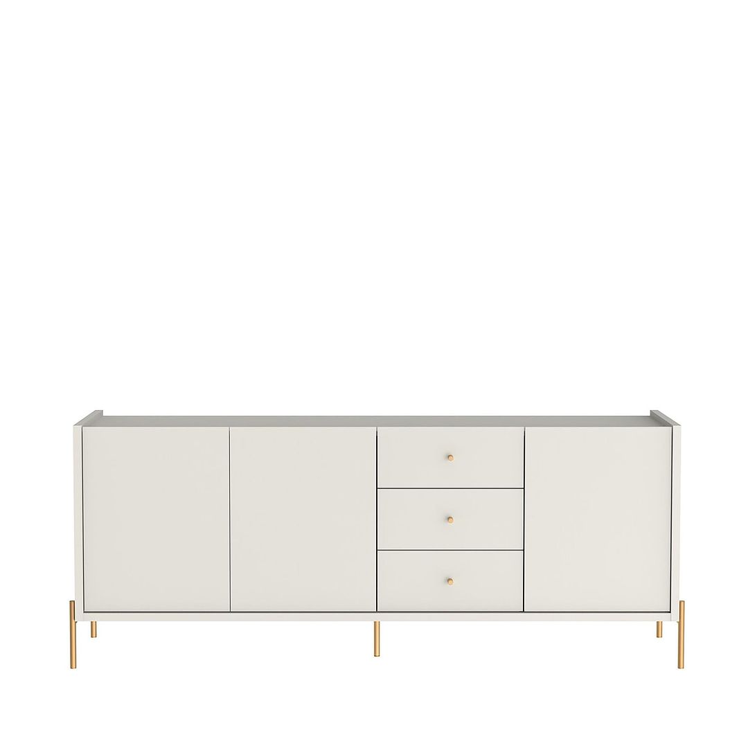 Manhattan Comfort Jasper 73" Off White Matte Sideboard With Steel Gold Legs