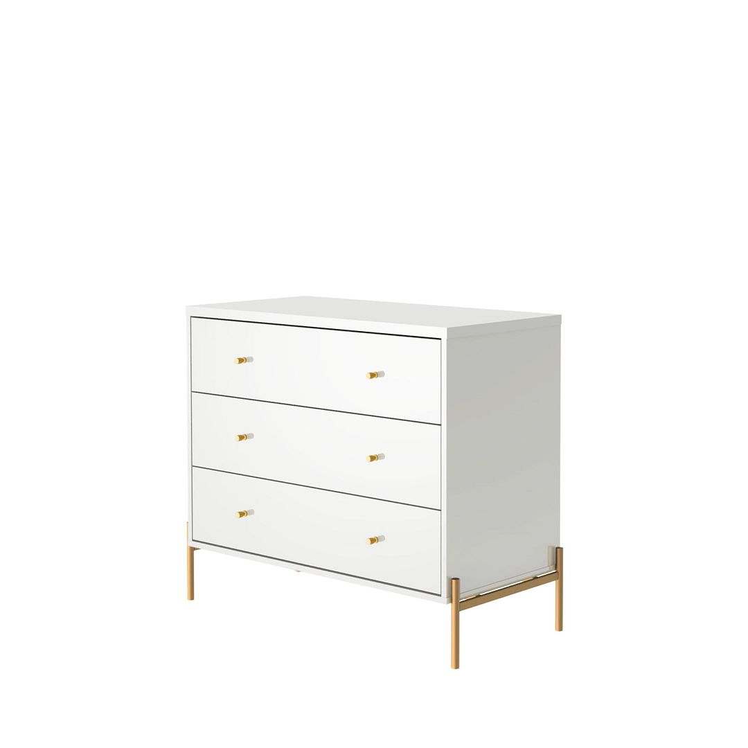 Manhattan Comfort Jasper Gloss White Sideboard & Classic Dresser Set of 2