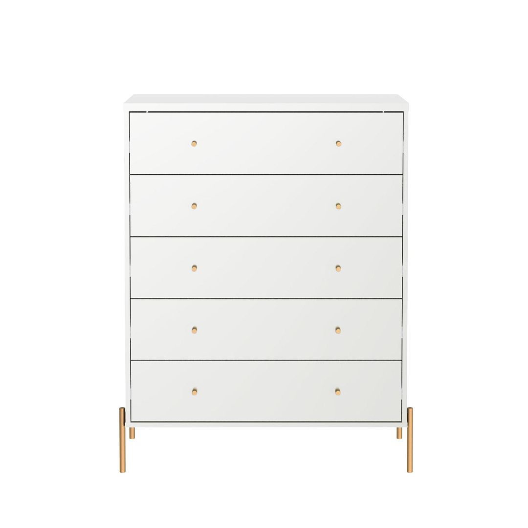 Manhattan Comfort Jasper Gloss White Tall & Classic Dresser Set of 2