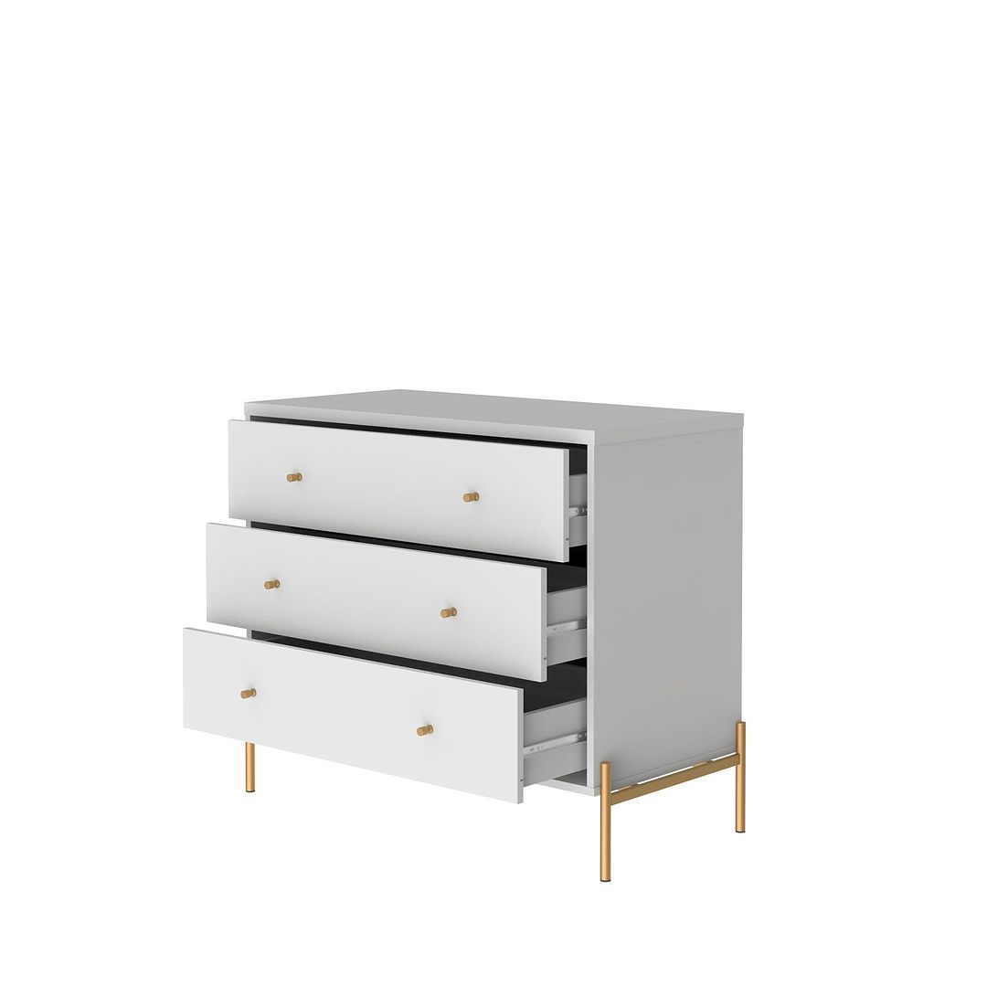 Manhattan Comfort Jasper Gloss White Tall & Classic Dresser Set of 2