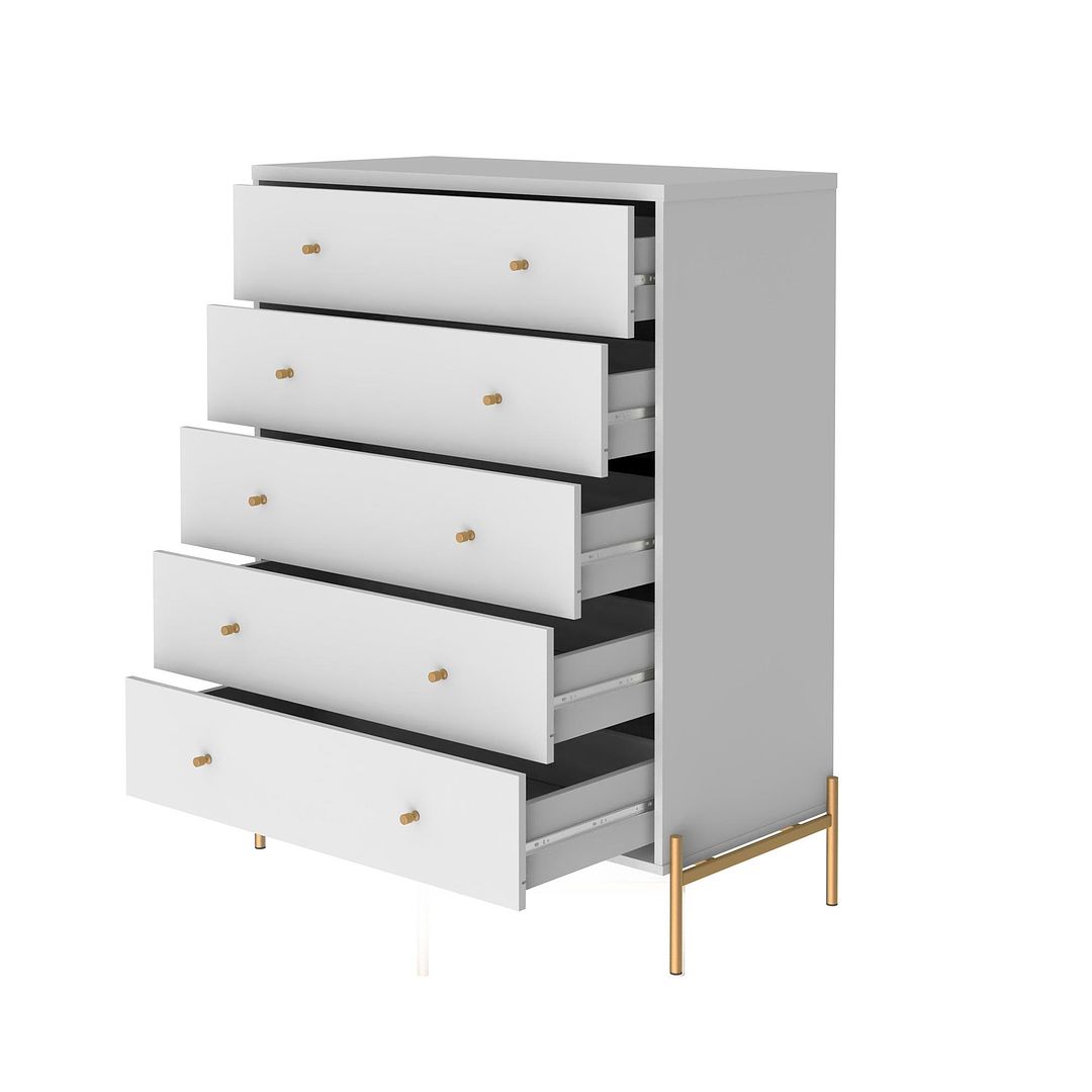 Manhattan Comfort Jasper Gloss White Tall & Classic Dresser Set of 2