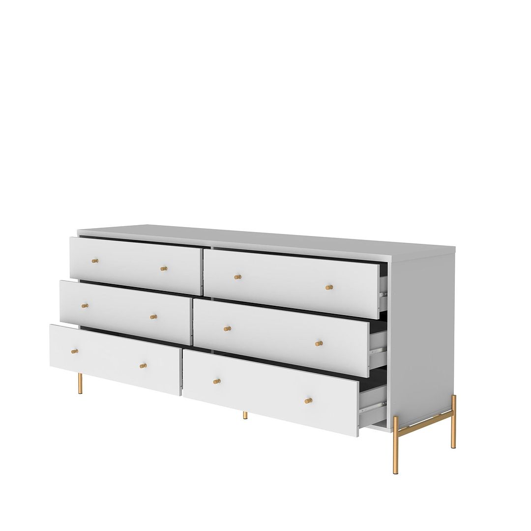 Manhattan Comfort Jasper Gloss White Tall & Double Wide Dresser Set Of 2