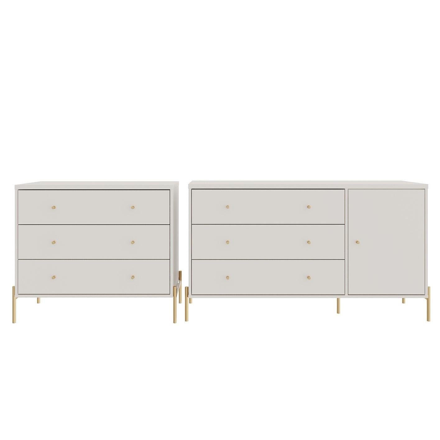 Manhattan Comfort Jasper Matte Off White Sideboard & Classic Dresser Set of 2