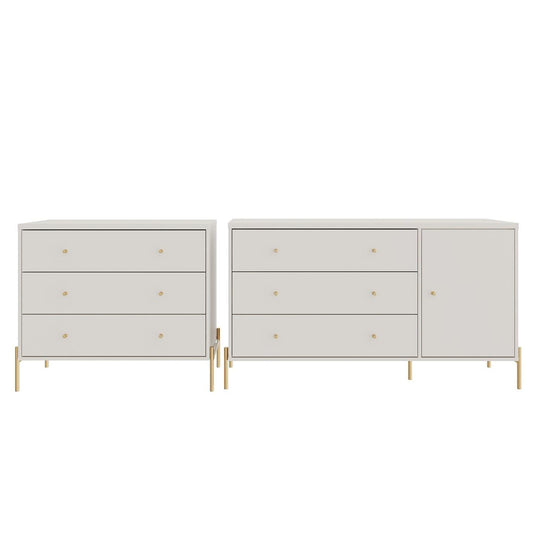 Manhattan Comfort Jasper Matte Off White Sideboard & Classic Dresser Set of 2