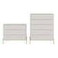 Manhattan Comfort Jasper Matte Off White Tall & Classic Dresser Set of 2