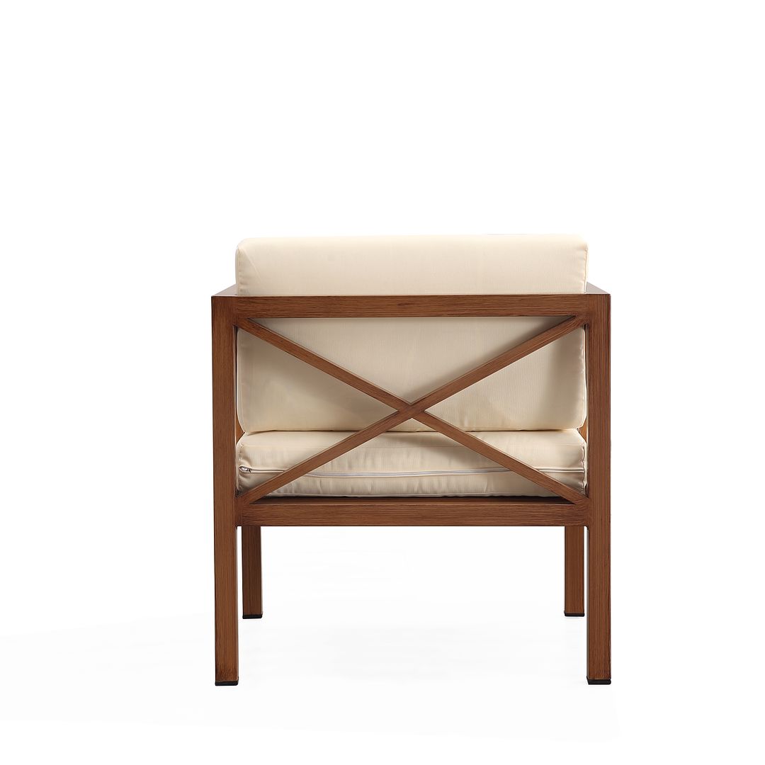 Manhattan Comfort Kingsbay Outdoor Patio Conversation Set In Brown & Cream