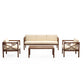 Manhattan Comfort Kingsbay Outdoor Patio Conversation Set In Brown & Cream