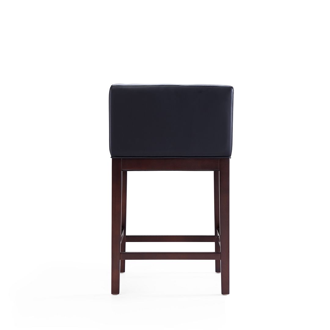 Manhattan Comfort Kingsley 34"H Black & Dark Walnut Beech Wood Counter Height Bar Stool