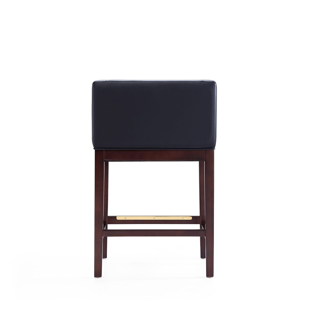 Manhattan Comfort Kingsley 34"H Black & Dark Walnut Beech Wood Counter Height Bar Stool