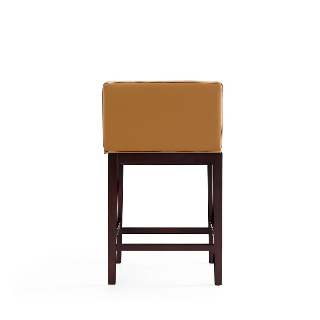 Manhattan Comfort Kingsley 34"H Camel & Dark Walnut Beech Wood Counter Height Bar Stool