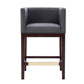Manhattan Comfort Kingsley 34"H Gray & Dark Walnut Beech Wood Counter Height Bar Stool