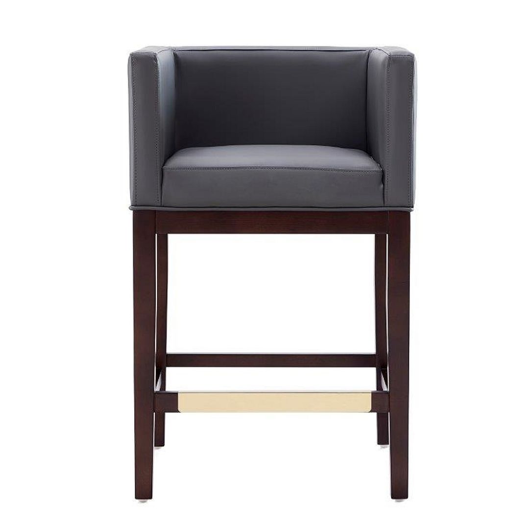 Manhattan Comfort Kingsley 34"H Gray & Dark Walnut Beech Wood Counter Height Bar Stool