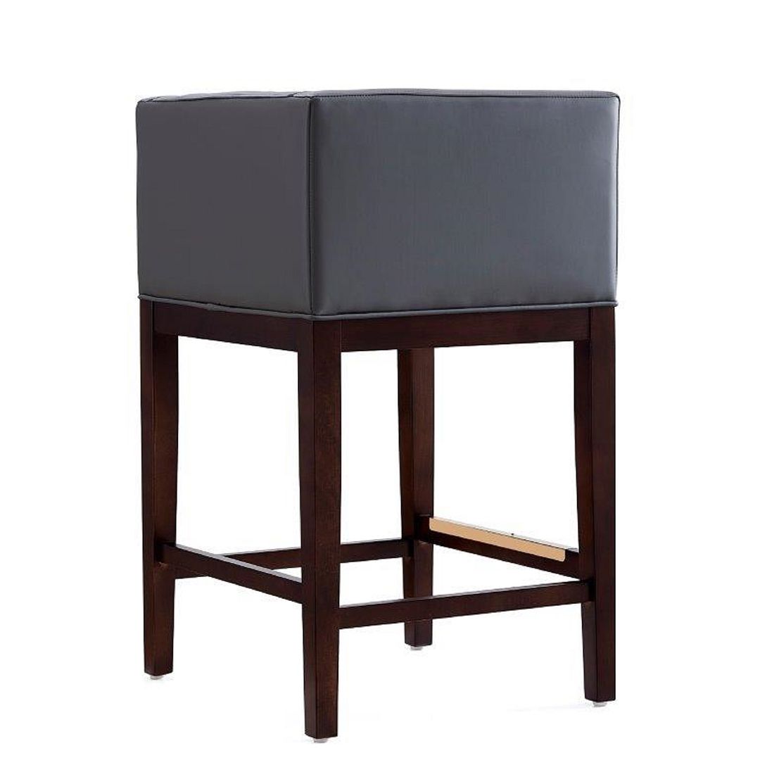 Manhattan Comfort Kingsley 34"H Gray & Dark Walnut Beech Wood Counter Height Bar Stool