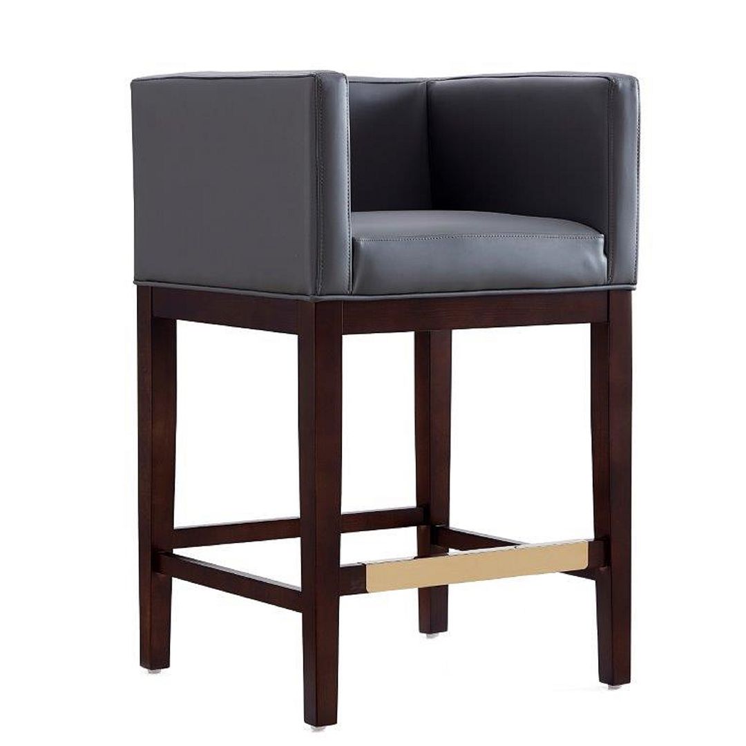 Manhattan Comfort Kingsley 34"H Gray & Dark Walnut Beech Wood Counter Height Bar Stool