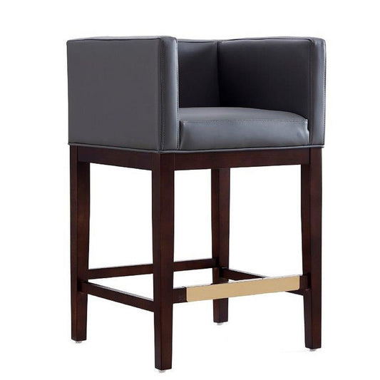 Manhattan Comfort Kingsley 34"H Gray & Dark Walnut Beech Wood Counter Height Bar Stool