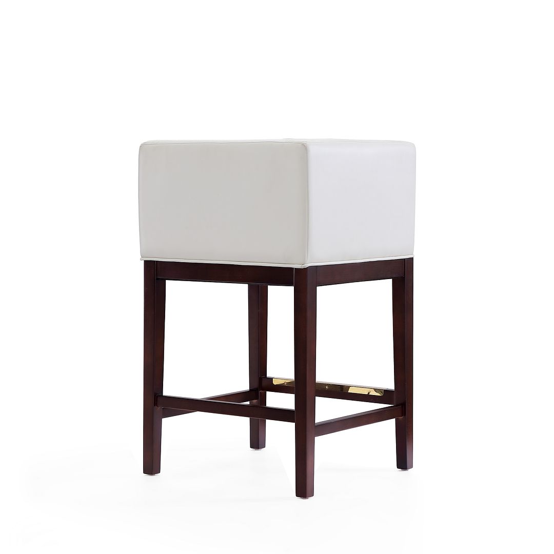 Manhattan Comfort Kingsley 34"H Ivory & Dark Walnut Beech Wood Counter Height Bar Stool