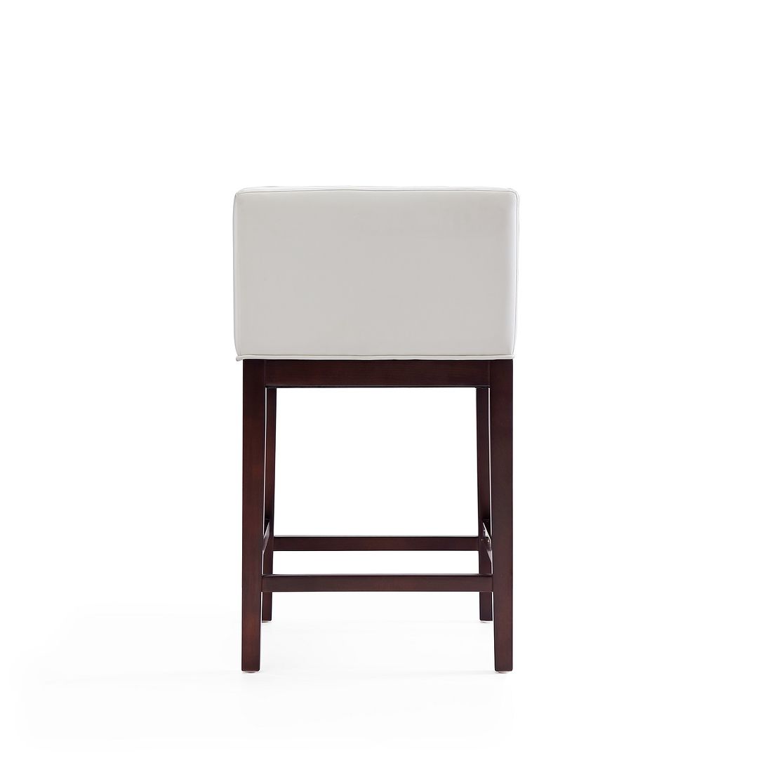 Manhattan Comfort Kingsley 34"H Ivory & Dark Walnut Beech Wood Counter Height Bar Stool