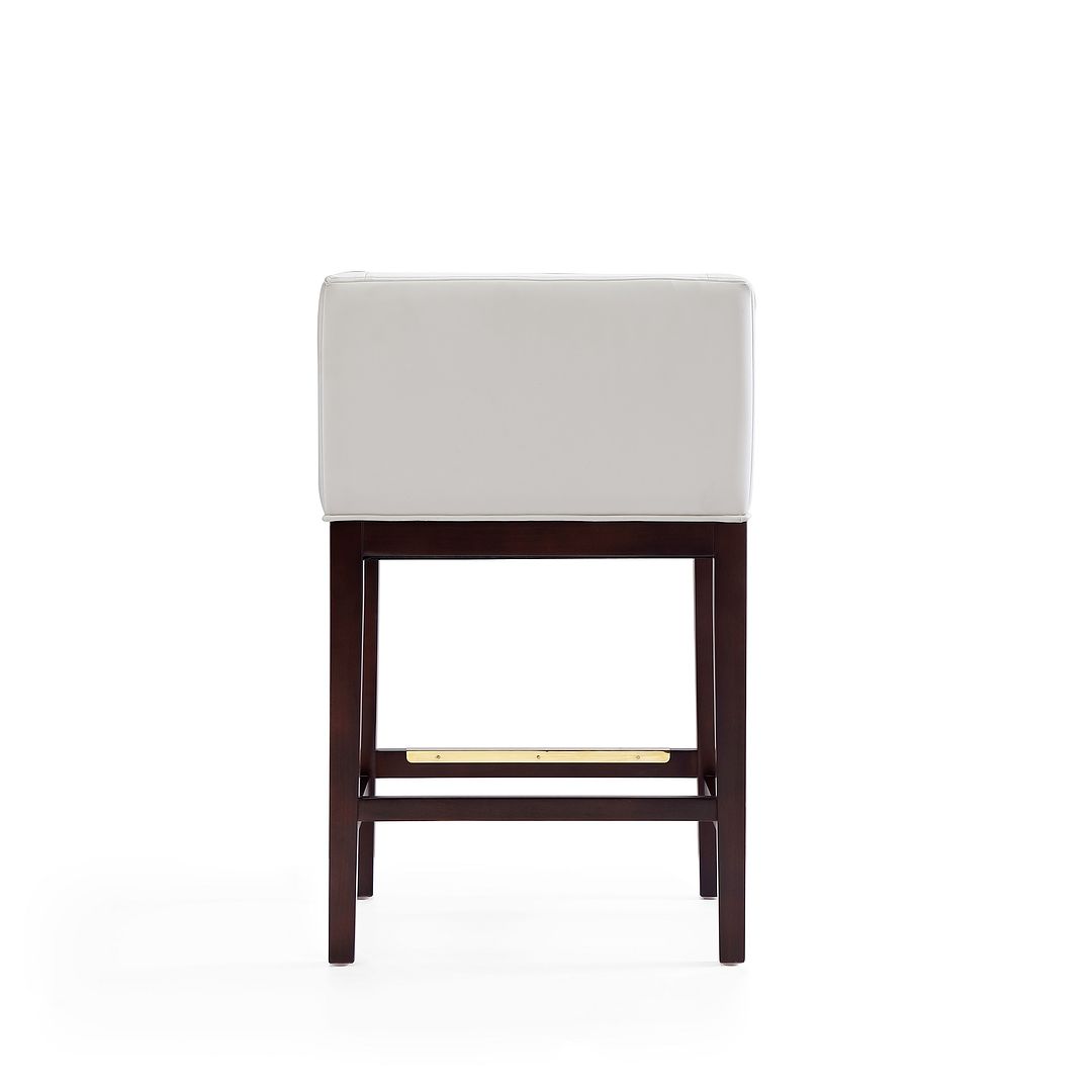 Manhattan Comfort Kingsley 34"H Ivory & Dark Walnut Beech Wood Counter Height Bar Stool