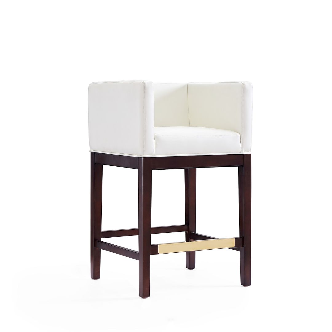 Manhattan Comfort Kingsley 34"H Ivory & Dark Walnut Beech Wood Counter Height Bar Stool