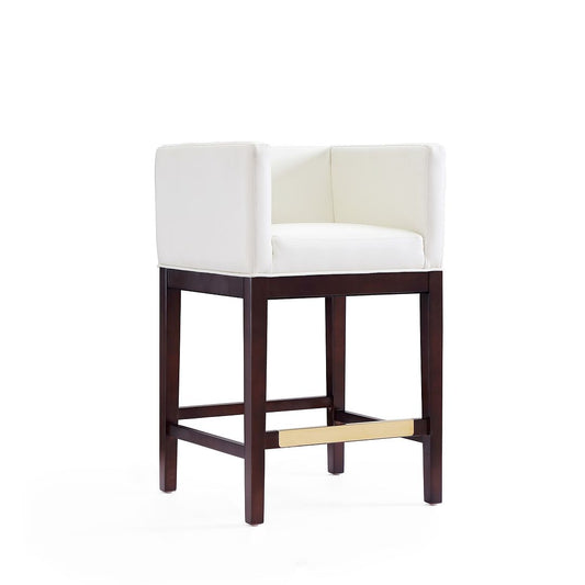 Manhattan Comfort Kingsley 34"H Ivory & Dark Walnut Beech Wood Counter Height Bar Stool
