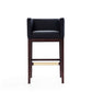Manhattan Comfort Kingsley 38"H Black & Dark Walnut Beech Wood Barstool