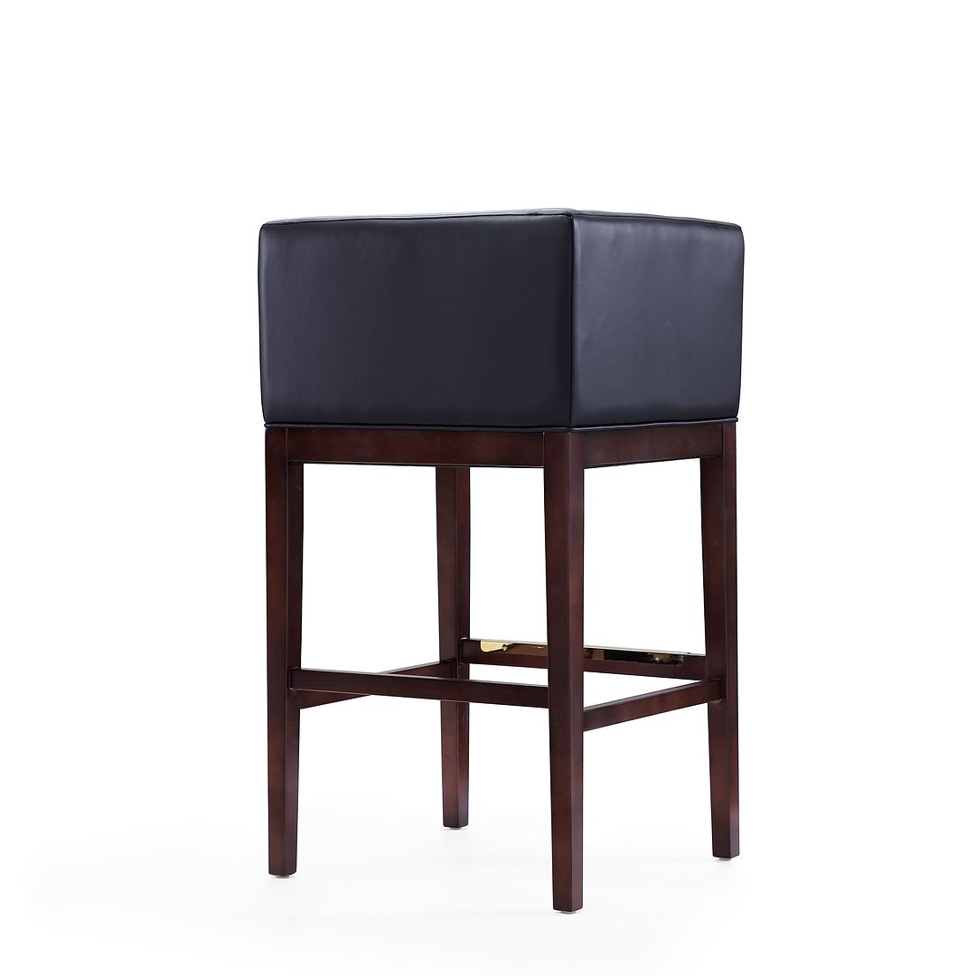 Manhattan Comfort Kingsley 38"H Black & Dark Walnut Beech Wood Barstool