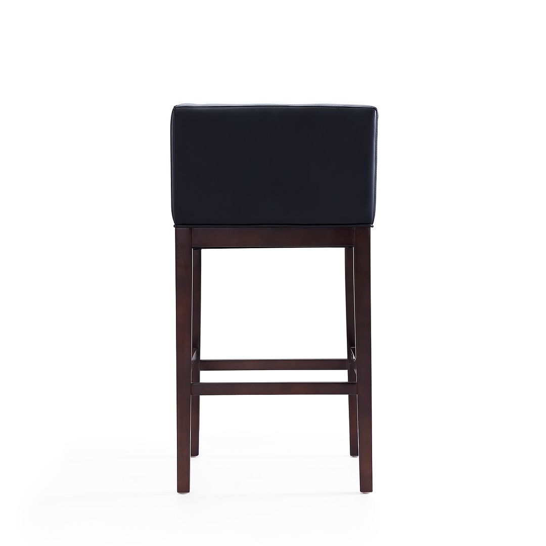 Manhattan Comfort Kingsley 38"H Black & Dark Walnut Beech Wood Barstool
