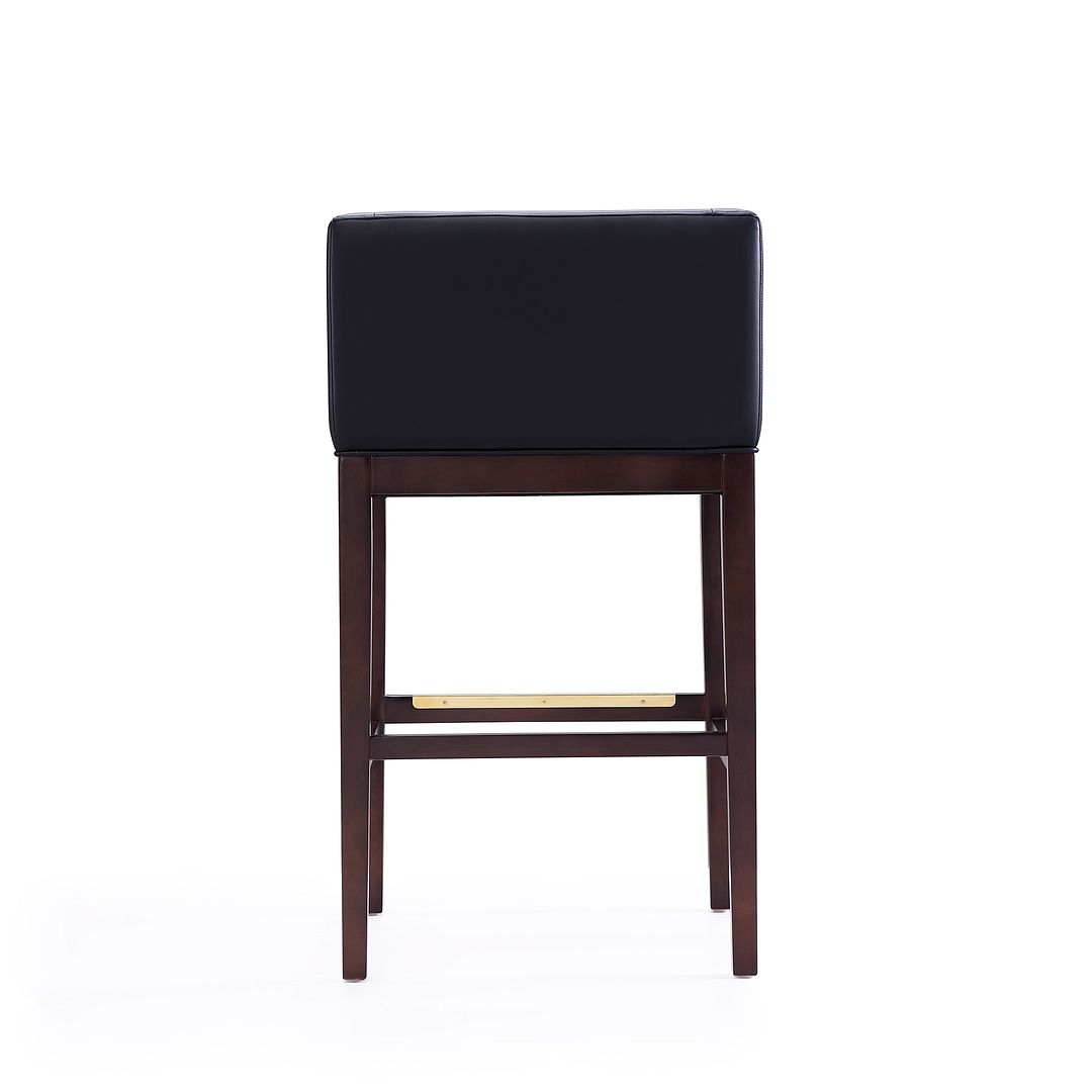 Manhattan Comfort Kingsley 38"H Black & Dark Walnut Beech Wood Barstool