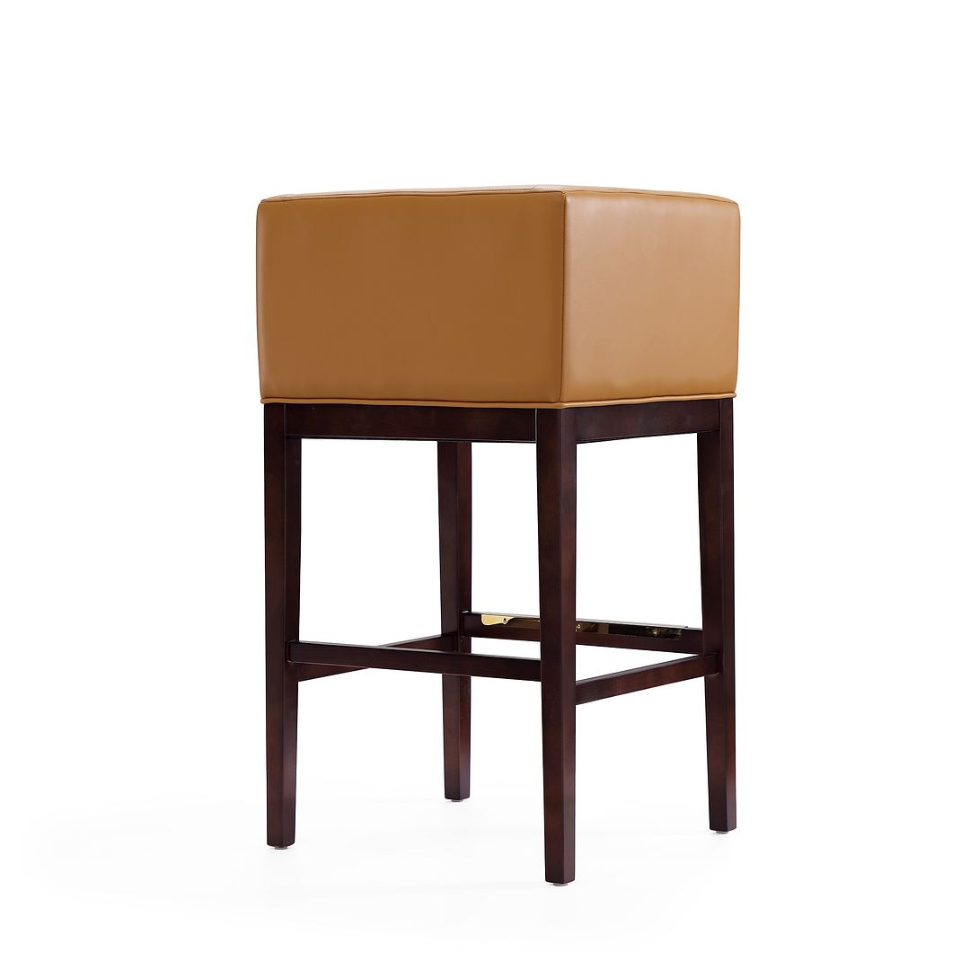 Manhattan Comfort Kingsley 38"H Camel & Dark Walnut Beech Wood Barstool