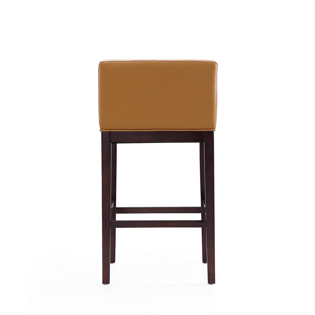 Manhattan Comfort Kingsley 38"H Camel & Dark Walnut Beech Wood Barstool