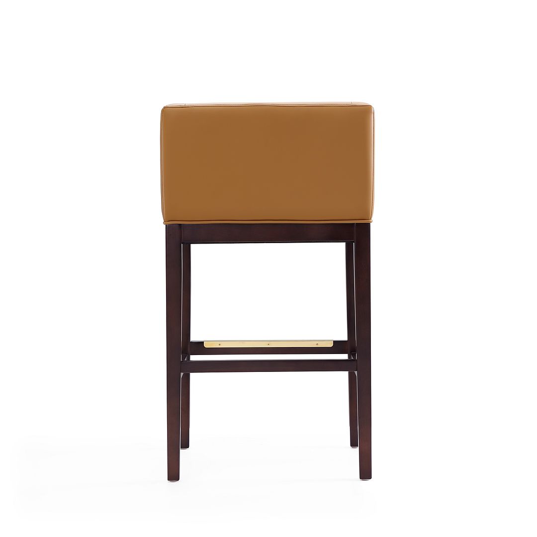 Manhattan Comfort Kingsley 38"H Camel & Dark Walnut Beech Wood Barstool