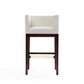 Manhattan Comfort Kingsley 38"H Ivory & Dark Walnut Beech Wood Barstool