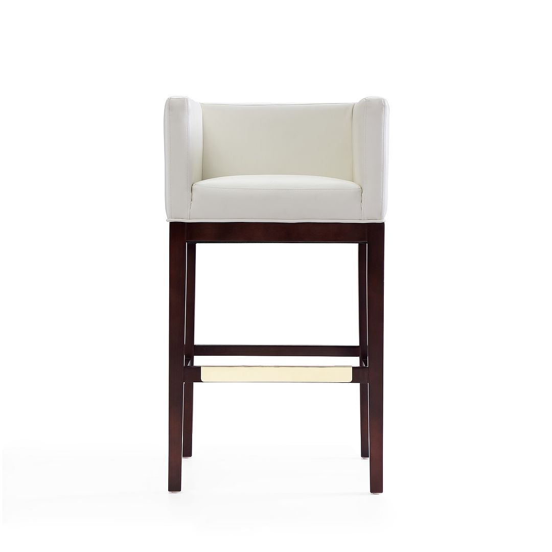 Manhattan Comfort Kingsley 38"H Ivory & Dark Walnut Beech Wood Barstool