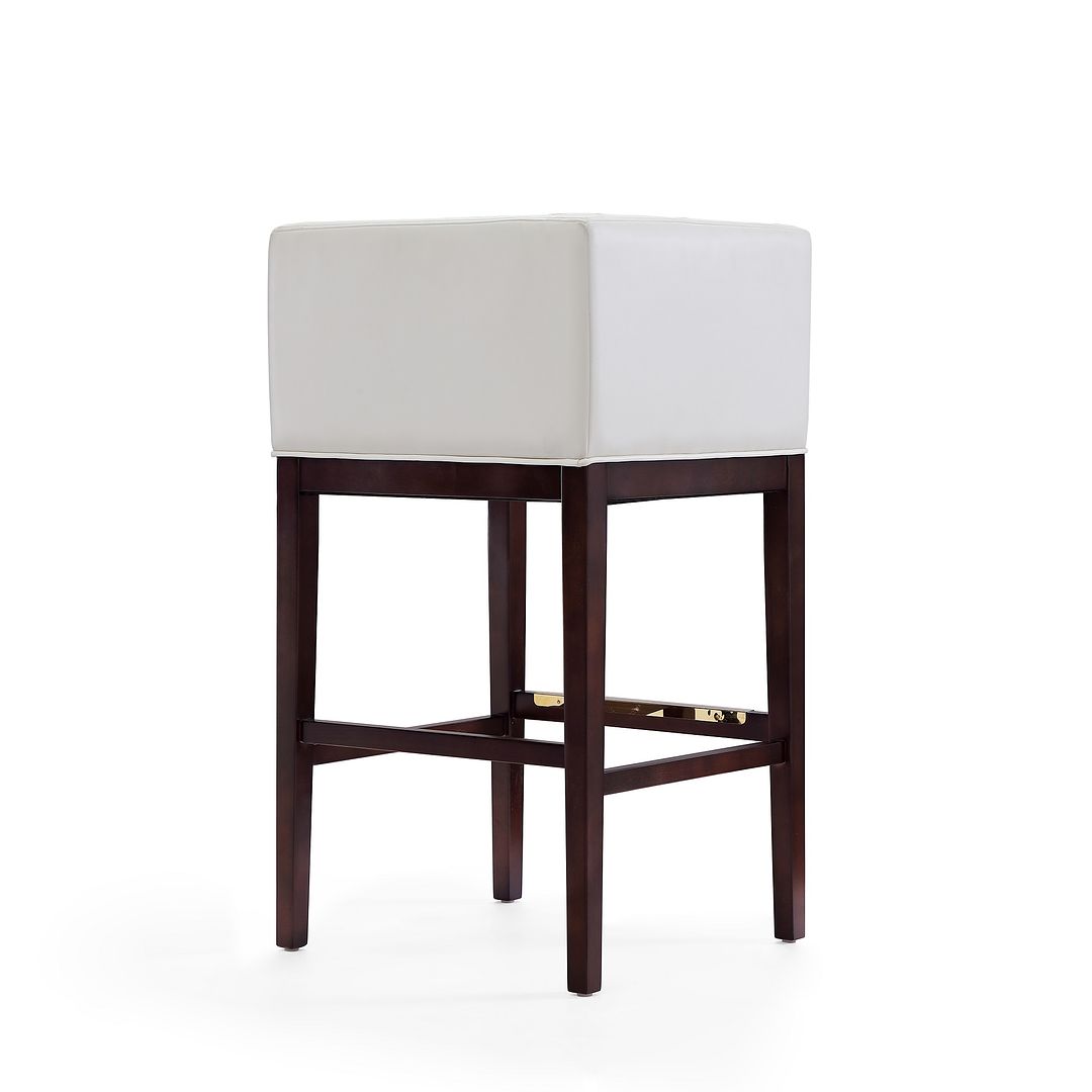 Manhattan Comfort Kingsley 38"H Ivory & Dark Walnut Beech Wood Barstool
