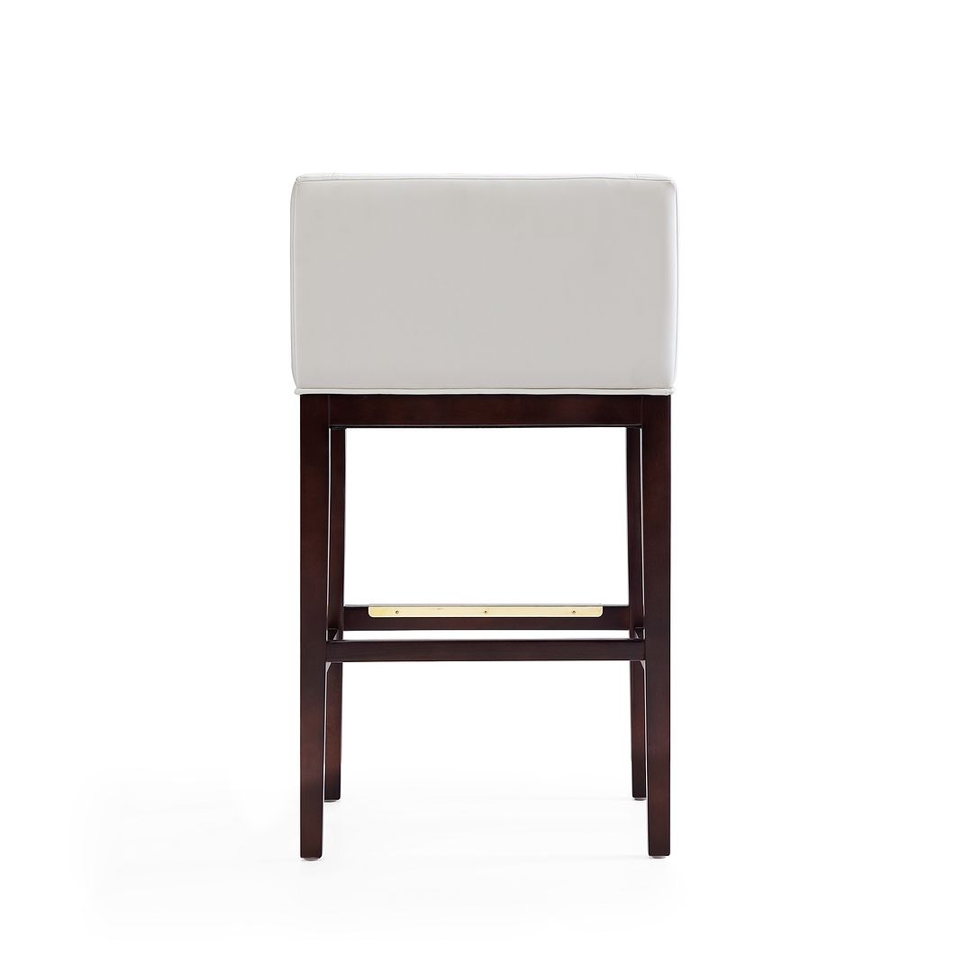 Manhattan Comfort Kingsley 38"H Ivory & Dark Walnut Beech Wood Barstool