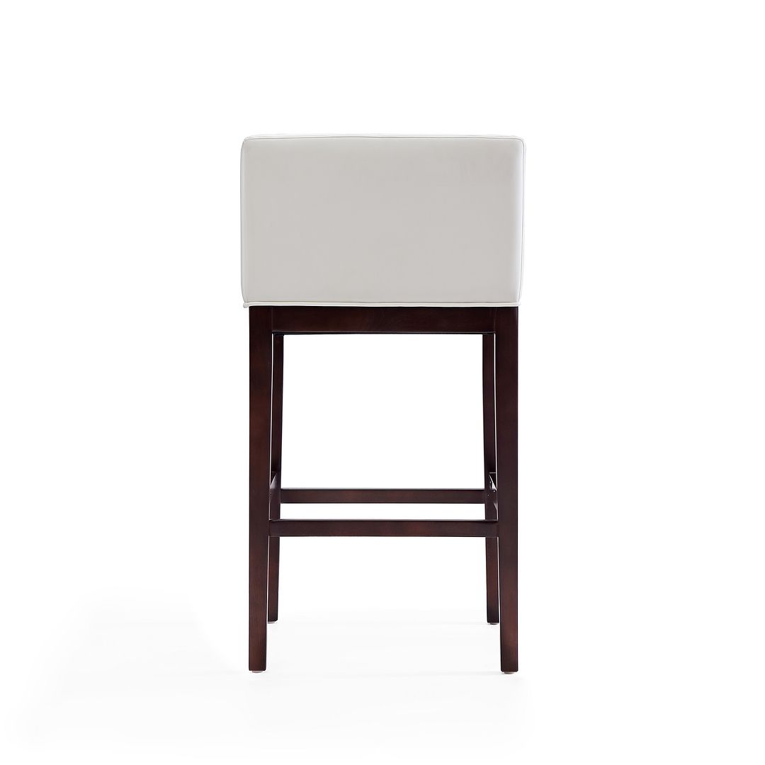 Manhattan Comfort Kingsley 38"H Ivory & Dark Walnut Beech Wood Barstool