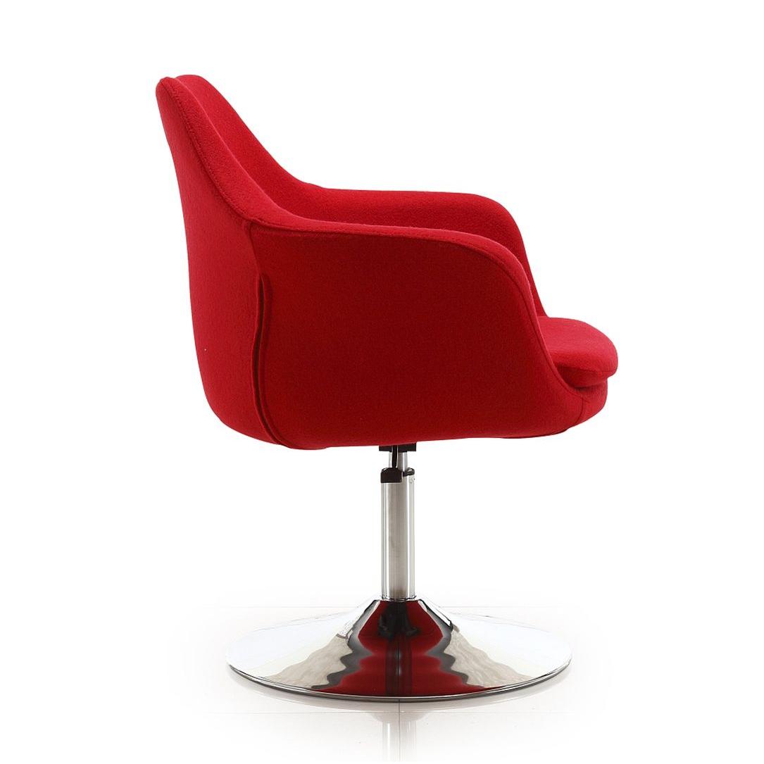 Manhattan Comfort Kinsey Red & Polished Chrome Wool Blend Adjustable Height Swivel Accent Chair