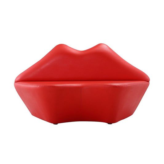 Manhattan Comfort Kiss 62" Red Faux Leather 2-Seater Loveseat