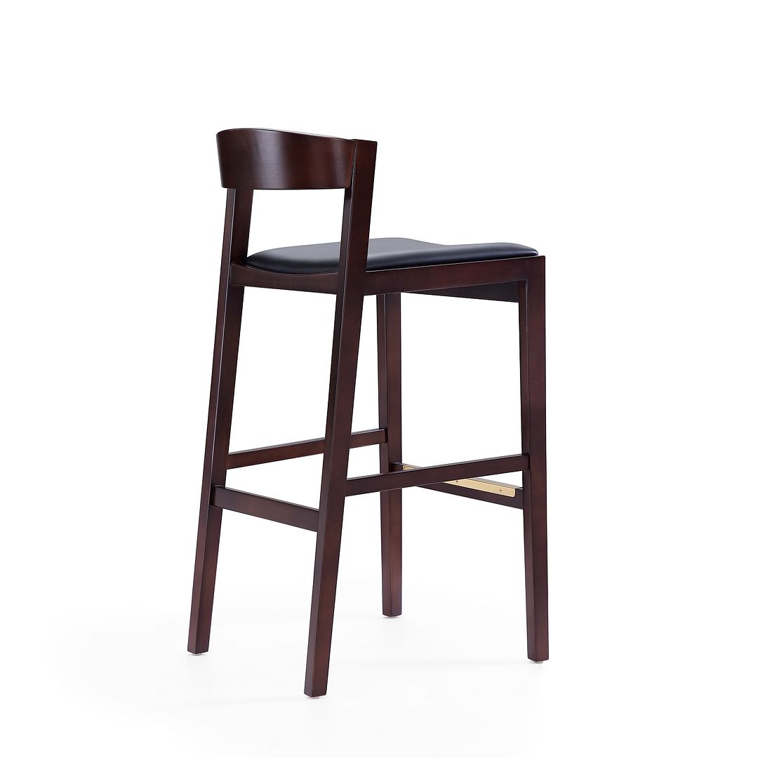 Manhattan Comfort Klismos 41"H Black & Dark Walnut Beech Wood Barstool