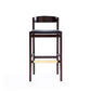 Manhattan Comfort Klismos 41"H Black & Dark Walnut Beech Wood Barstool