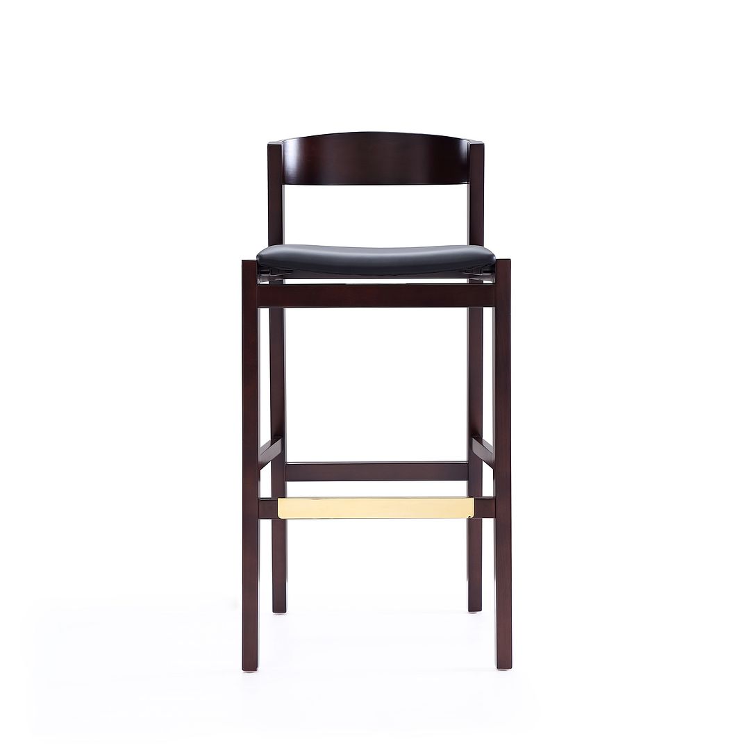 Manhattan Comfort Klismos 41"H Black & Dark Walnut Beech Wood Barstool