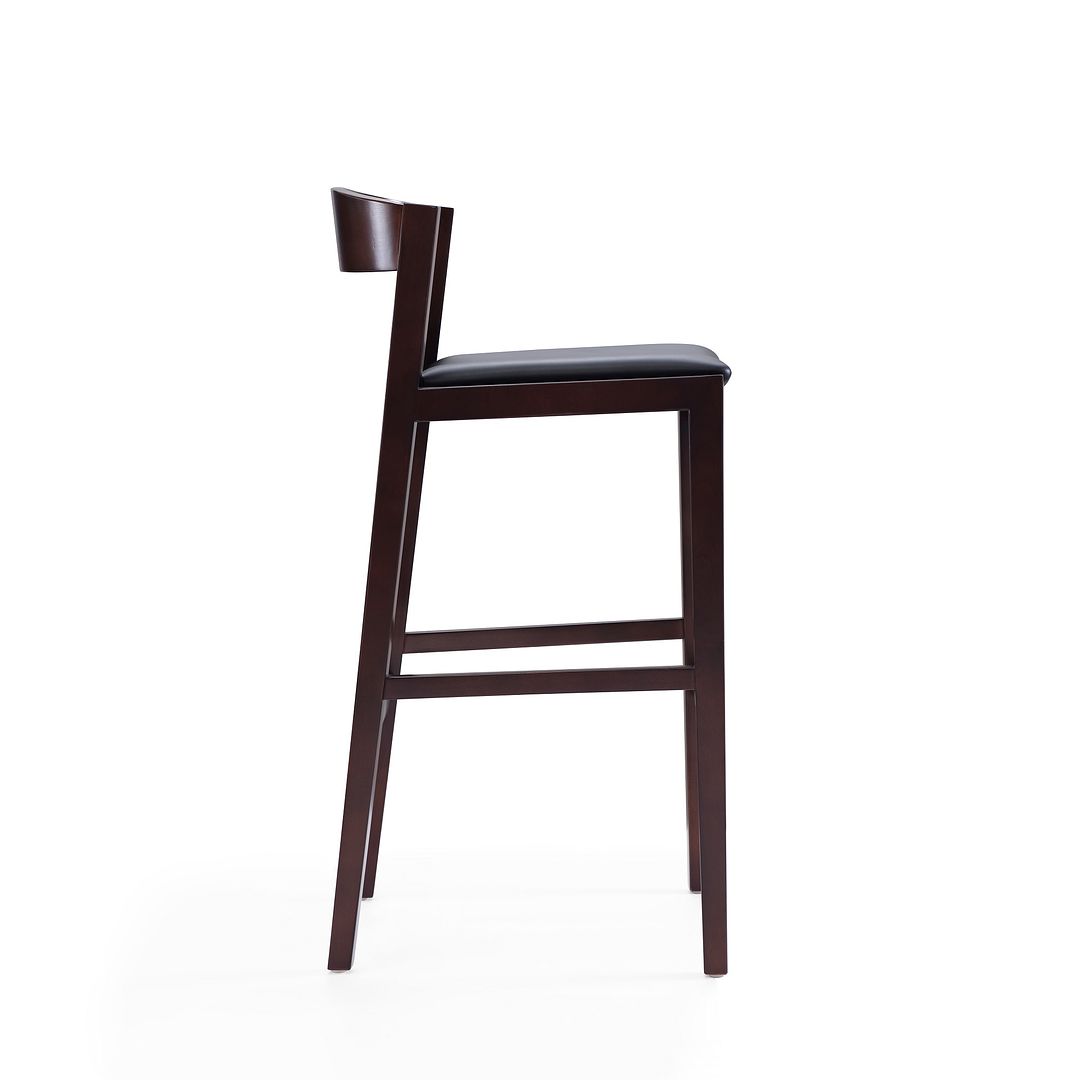 Manhattan Comfort Klismos 41"H Black & Dark Walnut Beech Wood Barstool