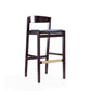 Manhattan Comfort Klismos 41"H Black & Dark Walnut Beech Wood Barstool